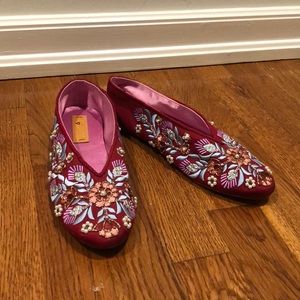 Magenta Anthropologie Gem-Decorated Loafers